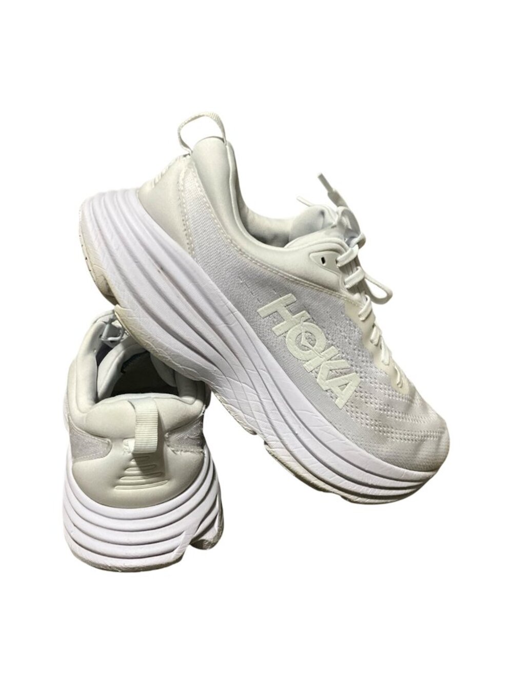Hoka One One Bondi 8 Womens Running Shoes White Size US 11B